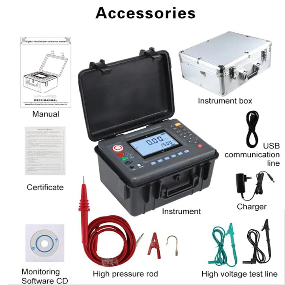 VTSYIQI 5KV Insulation Resistance Tester High Voltage Insulation Tester with Range 5KV 10TΩ Resolution 0.01MΩ for Resistance Tester of Measuring Motor