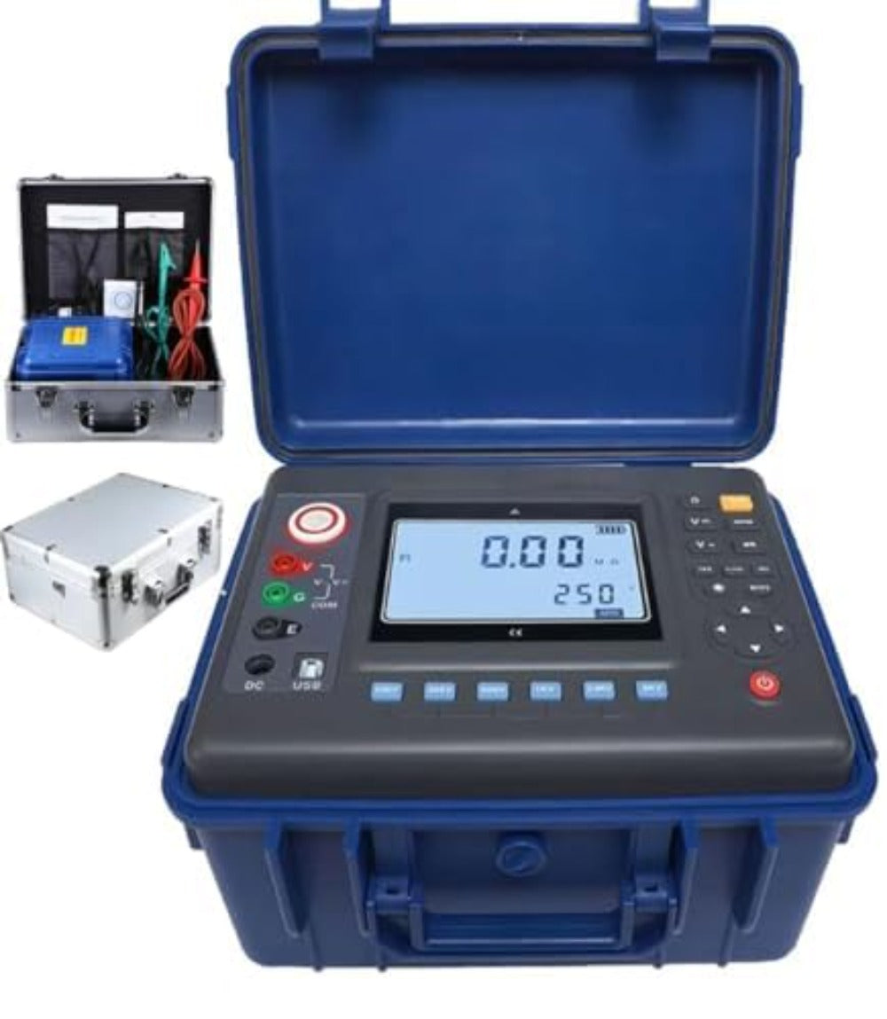 VTSYIQI High Voltage Insulation Tester 10Kv Insulation Resistance Tester Instrument with  Rated Voltage 250V 500V 1000V 2500V 5000V 10KV Resolution 0.01MΩ for Measuring Motor and Cable of Measurement