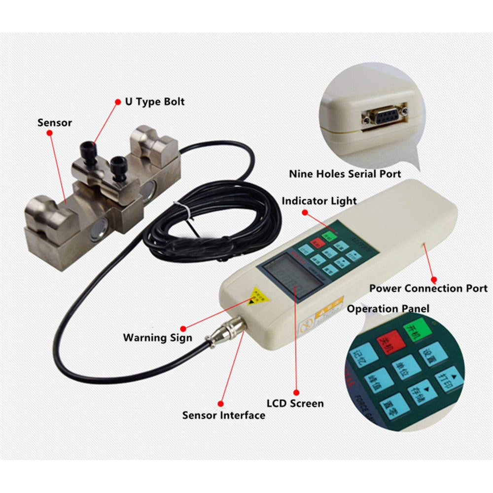 VTSYIQI Wire Rope Tension Gauge Tester Meter Wire Pressuremeter Rope Tension Meter with Wire Rope Pulling Force 10t Wire Rope Diameter Φ24 to Φ36mm Maximum Load Value 100KN Error Of Indication 土0.5%