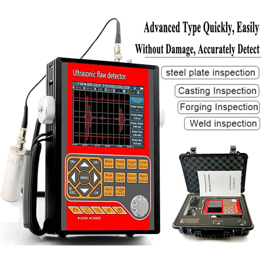 VTSYIQI Ultrasonic Flaw Meter Tester Ultrasonic Flaw Detector Machine with LCD Display Range Up to 15000mm in Steel Pulse Echo Dual Element and Thru-Transmission Test Modes Data Storage