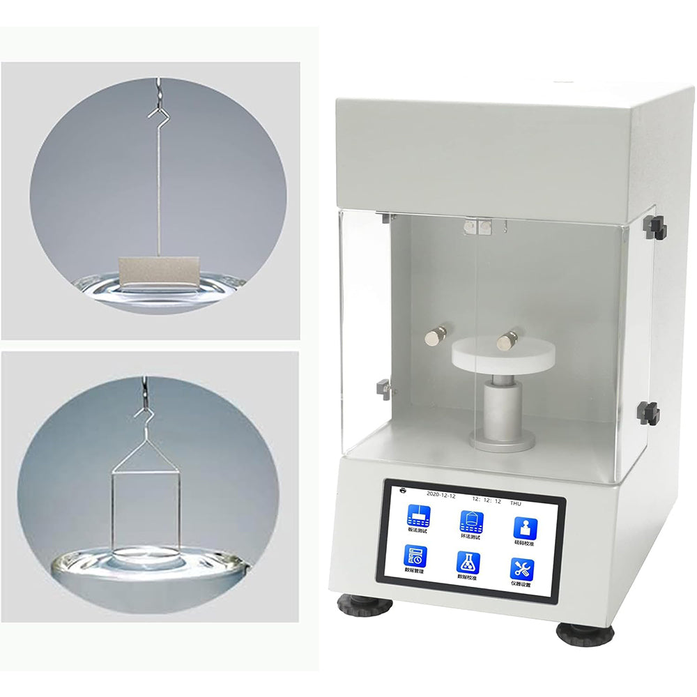 VTSYIQI Full-automatic Liquid Surface Tensiometer Tension Meter with Range 0 to 1000mN/m Accuracy 0.01mN/m 4.3-inch Touch Screen Data Direct Reading Du Nouy Ring Method & Wilhelmy Plate Method Test