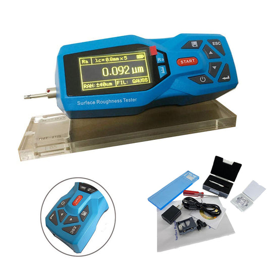 VTSYIQI Digital Surface Roughness Tester Surface Profilometer Gauge Instrument for Plastic Piece Polished Parts Testing with Range Ra 0.005 to 16.000um Rz 0.02 to 160.00um USB Interface