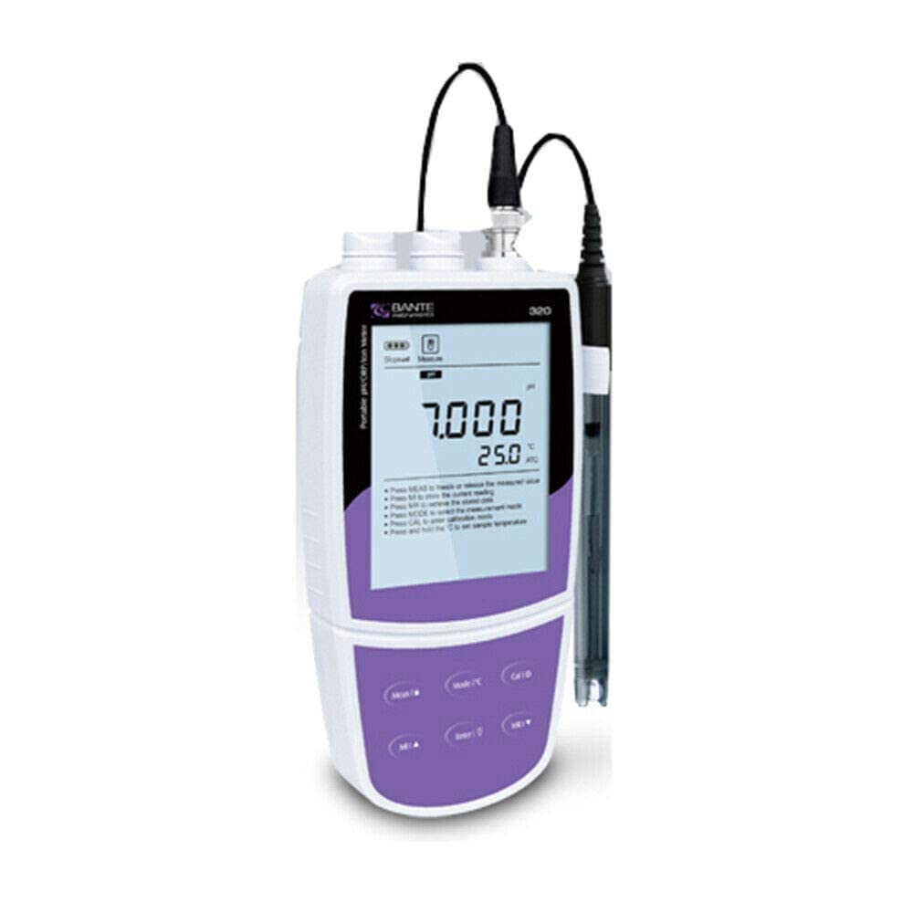 VTSYIQI Portable pH lon Meter Kit with -2 to 20 pH Range USB Port Automatic 1 to 5 Point Calibration