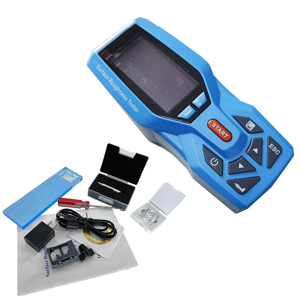 VTSYIQI Digital Surface Roughness Tester Meter 20 Parameters Handheld Portable Surface Profilometer with Range Ra 0.005 to 16.000um Rz 0.02 to 160.00um Indication Accuracy 0.001μm Range Ra Rz Real-time Clock Settings and Display