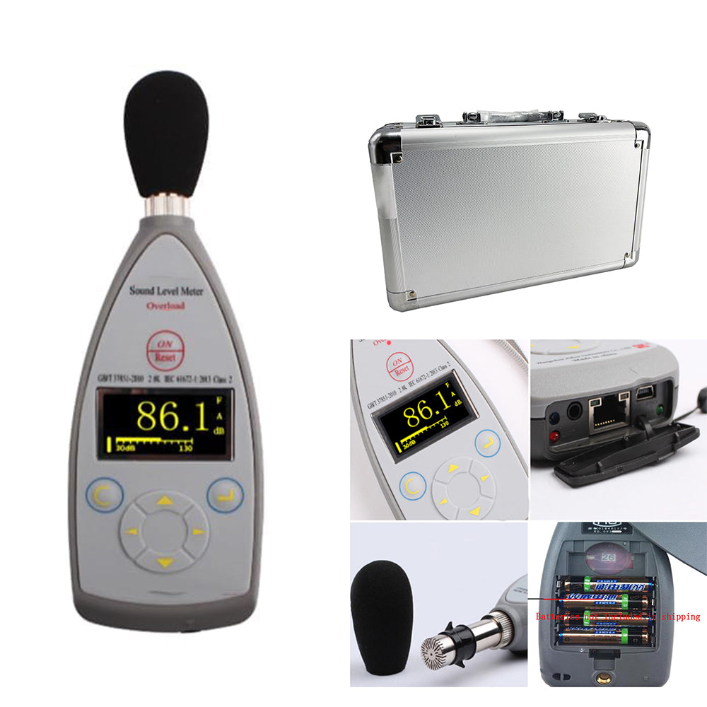 VTSYIQI Digital Integrating Sound Level Meter Class 2 Decibel Meter Digital Integrating Sound Meter with Range 20Hz-12.5kHz 30dB(A)-130dB(A) 8000 Groups Data Storage