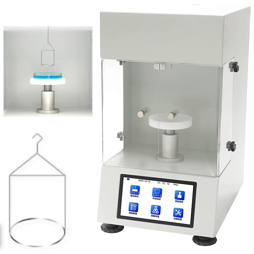 VTSYIQI Liquid Surface Tensiometer Interfacial Tension Measurement Interfacial Tensiometer with Platinum Loop Range 0 to 1000 mN/m Accuracy 0.1mN/m Real Time Display Du Nouy Ring Method