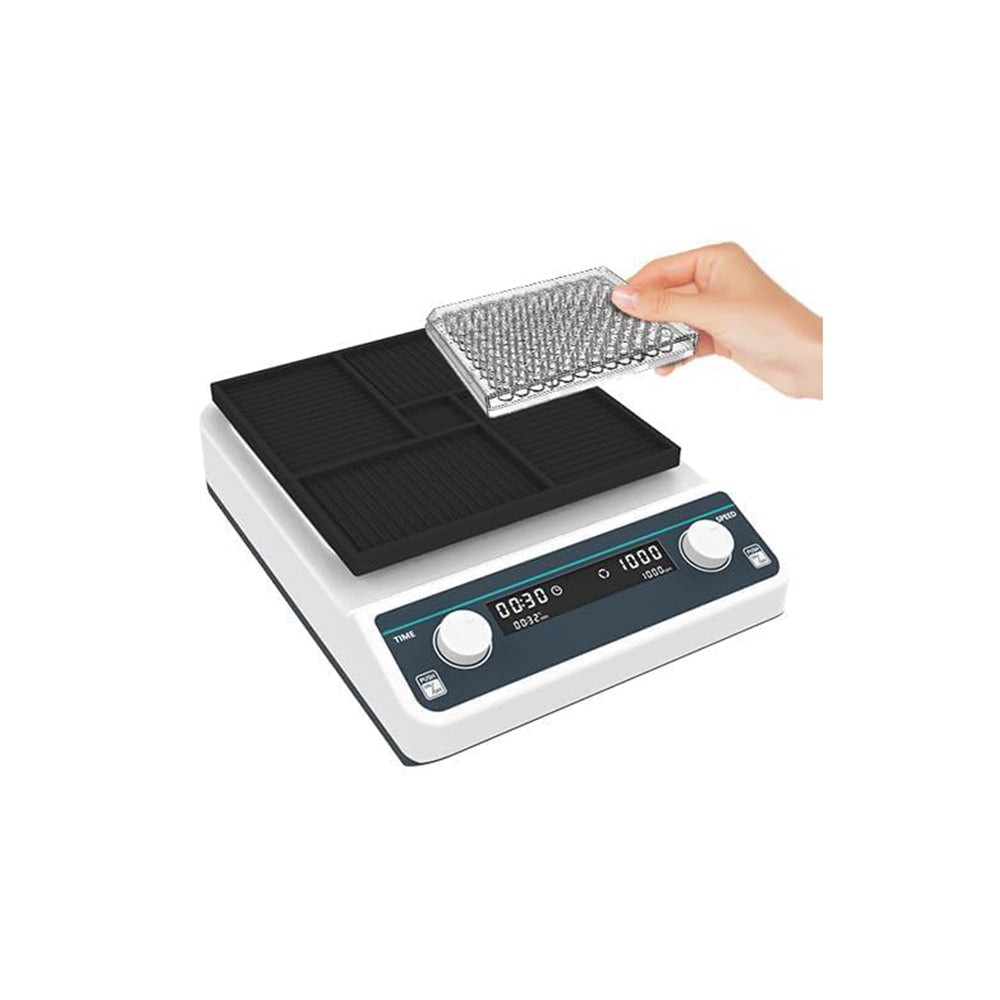 VTSYIQI Microplate Oscillator Laboratory Microplate Shaker with Brushless Motor RPM Range 500-1200rpm Digital Panel and Knob Control Horizontal Gyration Amplitude 3mm Maximum Handling Range ELISA Plate Tissue Culture Plate *4