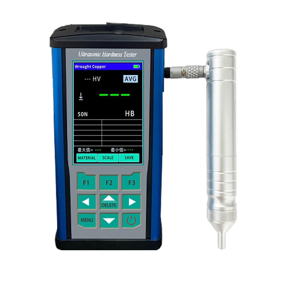 VTSYIQI Digital Ultrasonic Hardness Tester 98N Ultrasonic Hardness Durometer with ASTM-A1038 Standard 10kgf Probe Maximum Roughness Test Surface Ra<15um Accuracy ±2 HRC Multi-Point Calibration USB Interface