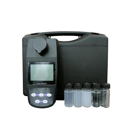 VTSYIQI Turbidity Meter Swimming Turbidity Meter with 2 to 5 Points Calibration Range 0~1100 NTU/FNU 0~275 EBC 0~9999 ASBC 100 Data Memory 4 PCS Calibration Liquids