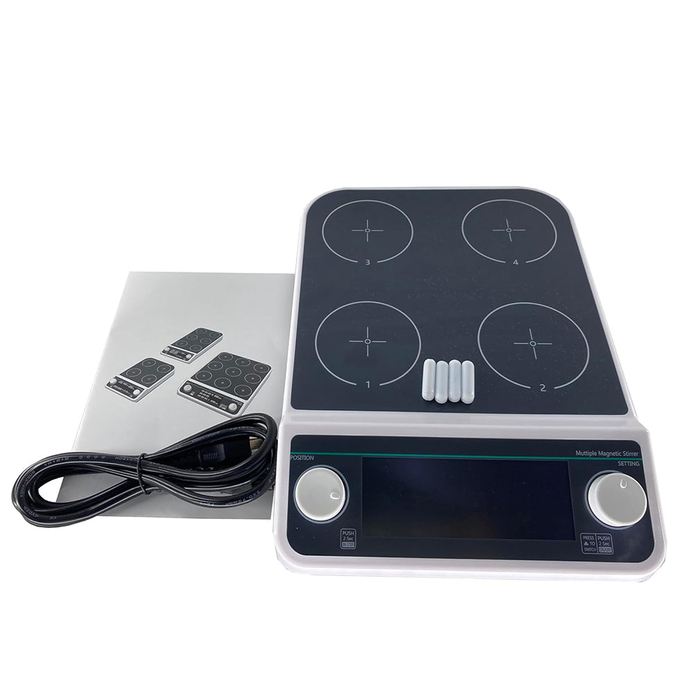 VTSYIQI Multi Position Magnetic Stirrer Multi Place Magnetic Stirrer with Number of Stirring Points 4 Max Stirring Volume 4 * 500 ML Brushless Motor Can be Run Synchronously or Asynchronously Bar Size 30MM RPM Range 50-1500rpm