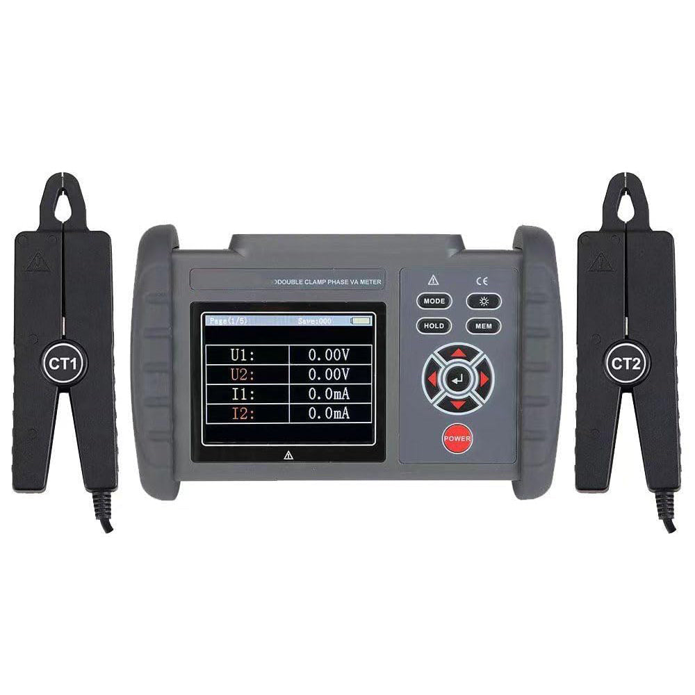 VTSYIQI Digital Double Clamp Phase Voltammeter with Voltage AC 0.00V～600V Current AC 0.0mA～20.0A Active Power Range -12kW～12kW Reactive Power Range -12kVAR～12kVAR Apparent Power Range 0.0～12kVA Jaw Size Φ8mm