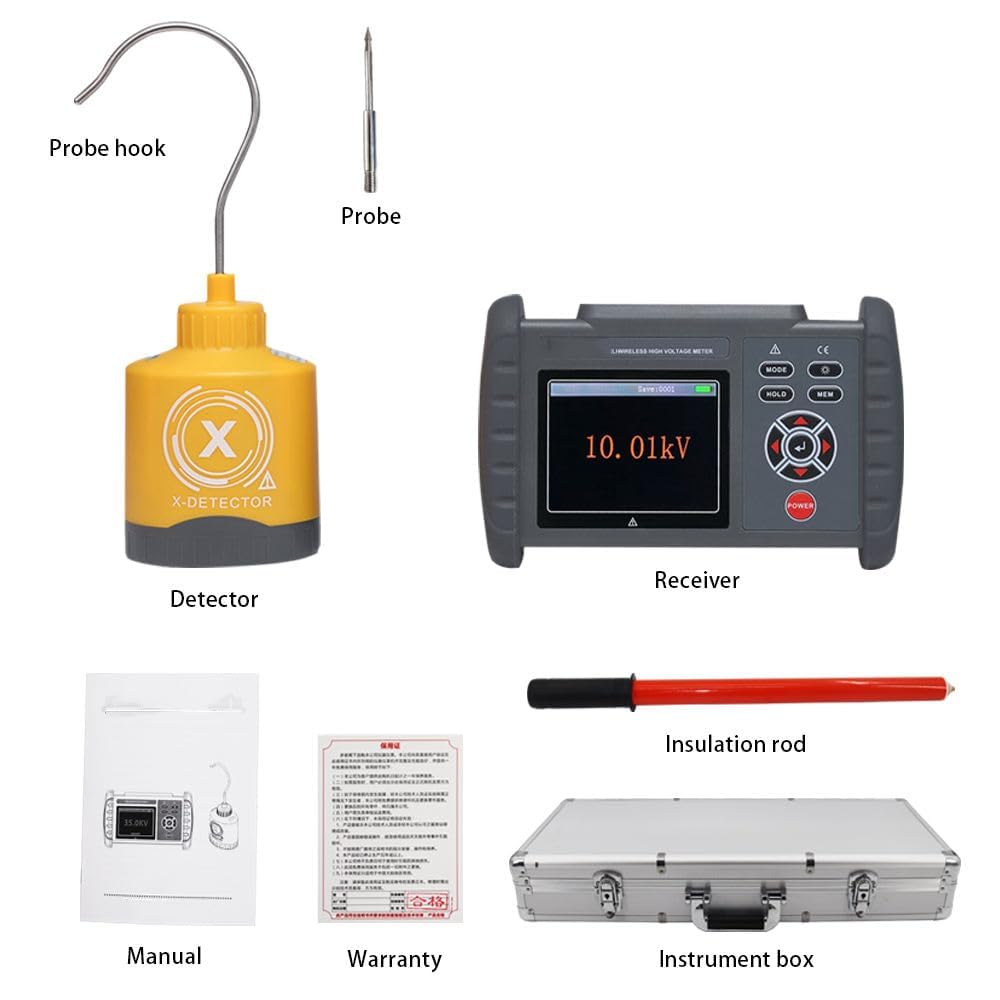 VTSYIQI Wireless High Voltage Voltmeter High Voltage Detector with Ground Voltage 0.1kV-120kV Line Voltage 0.1kV-220kV Electrical Inspection Level 70V-220kV Probe Length 55mm Probe Diameter Φ70mm