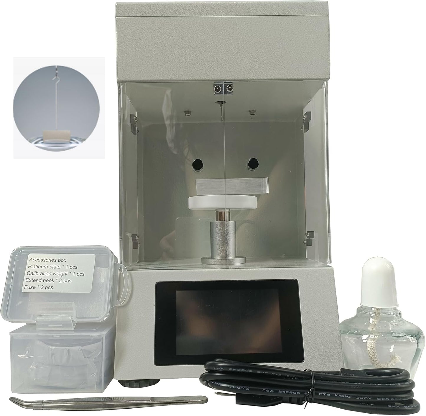 VTSYIQI Interfacial Tensiometer Surface Tension Measurement Device with Accuracy 0.1mN/m Measuring Range 0 to 1000mN/m Platinum Plate For Wilhelmy Plate Method