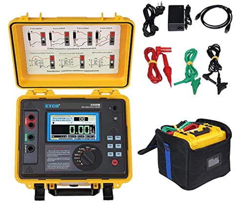 VTSYIQI High Voltage Insulation Resistance Tester 10KV Insulation Resistance Meter Kit with Insulation Resistance Range 0.5MΩ to 5TΩ for Cable Motor Generator Testing