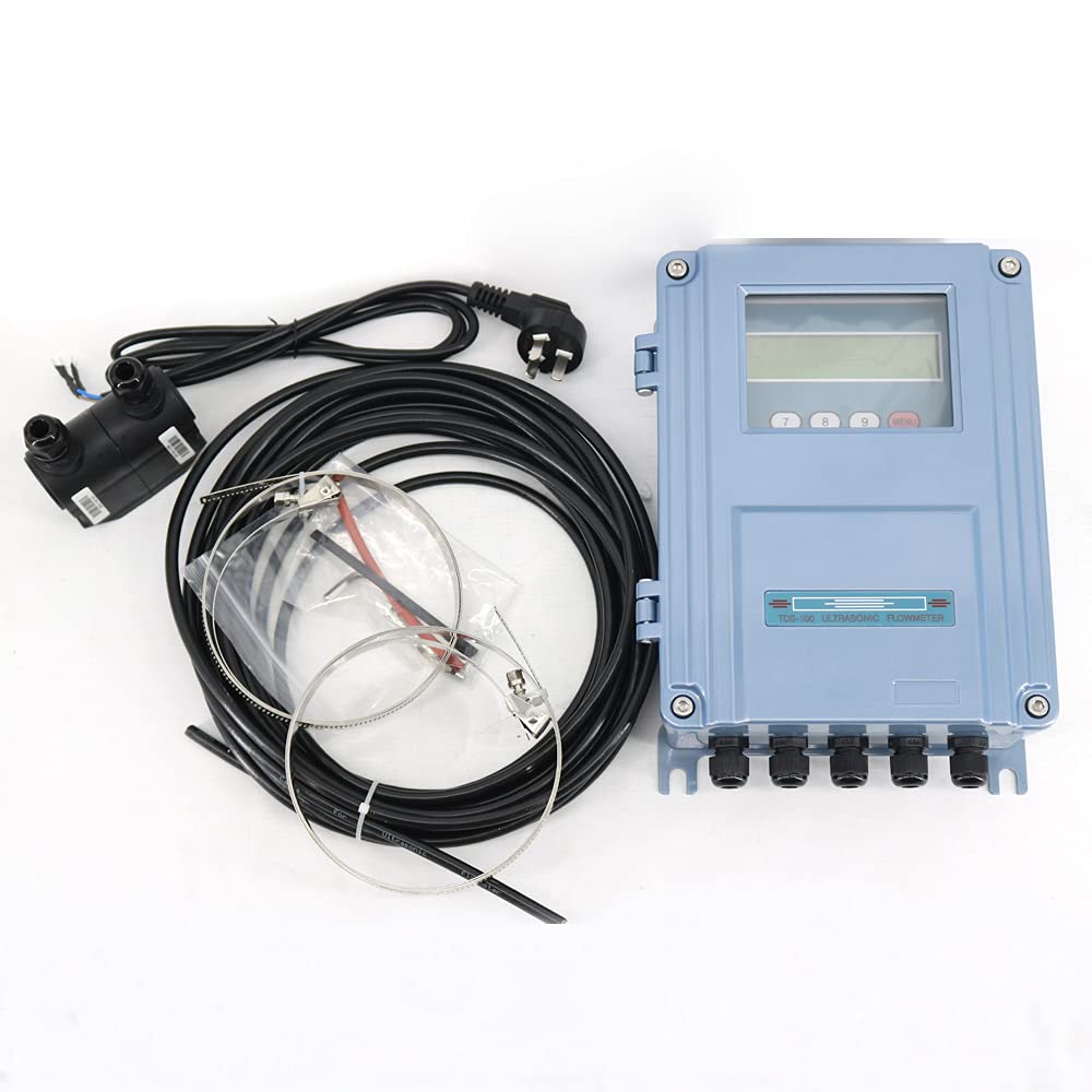 VTSYIQI  Wall Mounted Digital Water Ultrasonic Flow Meter Clamp on Ultrasonic Flowmeter  With Samll Transducer S1 Pipe Size DN15mm to DN100mm Liquids Temperature 0 to 70 Degree