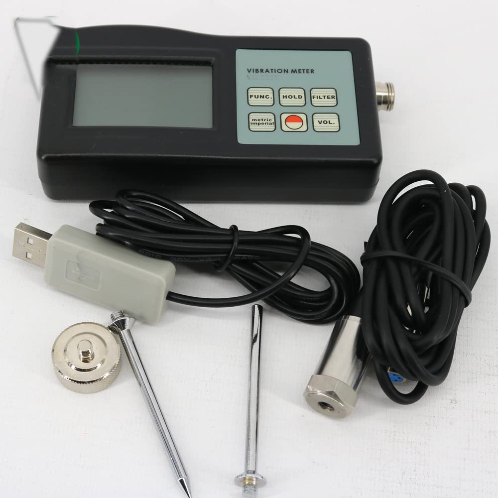 VTSYIQI Vibration Meter Vibrometer Vibrate Testing Gauge for Machinery 0.01 to 400 mm/s with RS232 Software and USB Cable