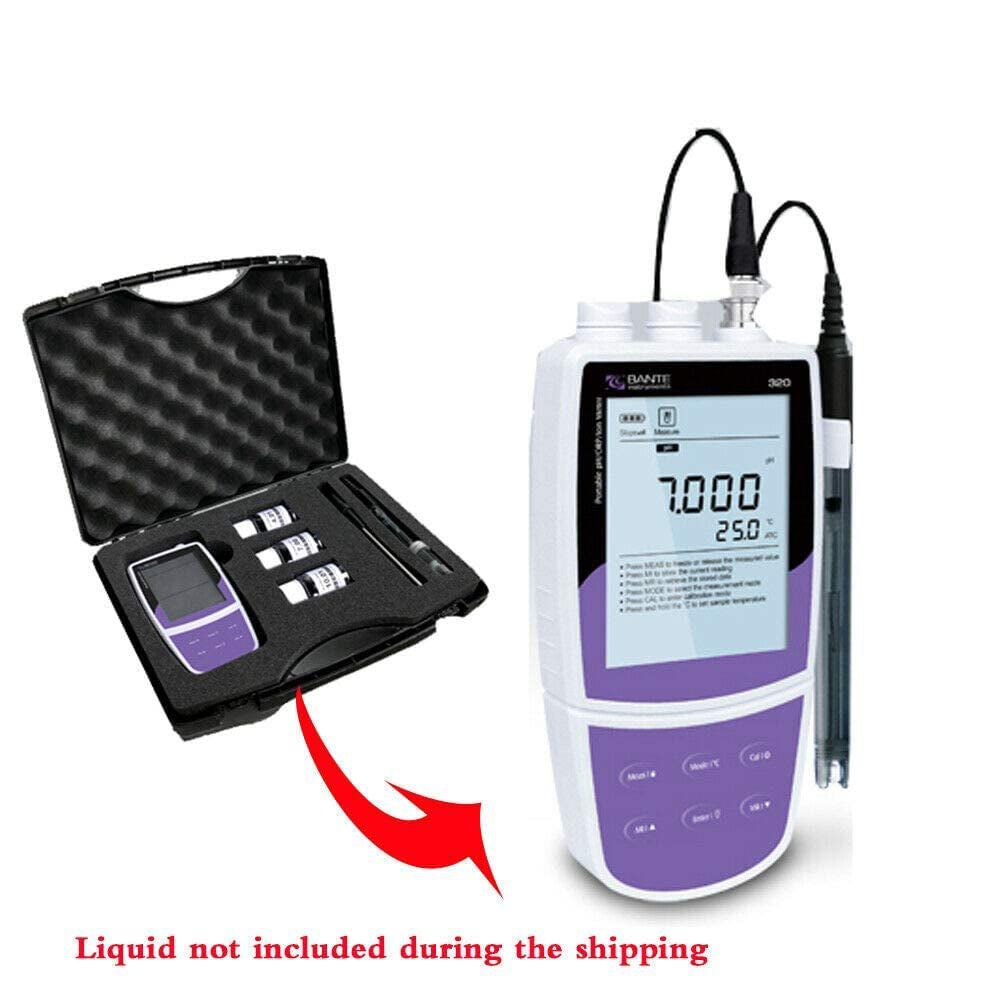 VTSYIQI Portable pH lon Meter Kit with -2 to 20 pH Range USB Port Automatic 1 to 5 Point Calibration