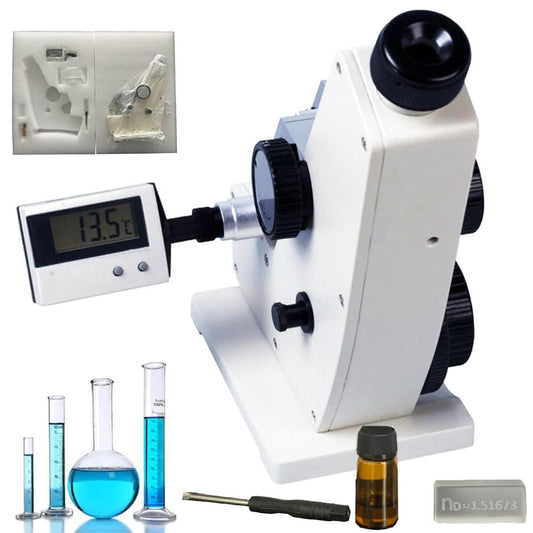 VTSYIQI Abbe Refractometer Monocular Refractometer Benchtop Refractometer with Measuring Range 1.3000-1.7000 nD 0.0-95% Brix Accuracy ±0.0002 for Sugar Beverage Petroleum Food Test