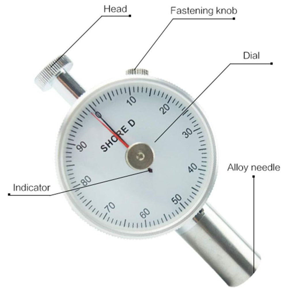 VTSYIQI Durometer Shore D Sclerometer Tester with 100HD Shore Hardness Tester Type D Durometer Dial Single Pointer Hardness Meter Double needle