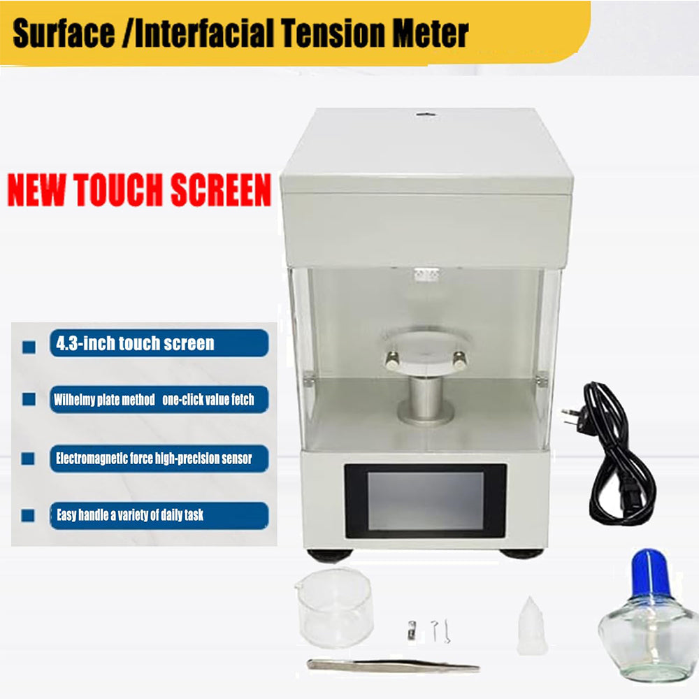 VTSYIQI Surface Tension Meters Surface Tension Equipment Interfacial Tension Measurement with Pt Board Wilhelmy Plate Method Accuracy 0.1mN/m Range 0 to 1000mN/m 4.3-inch Touch Screen