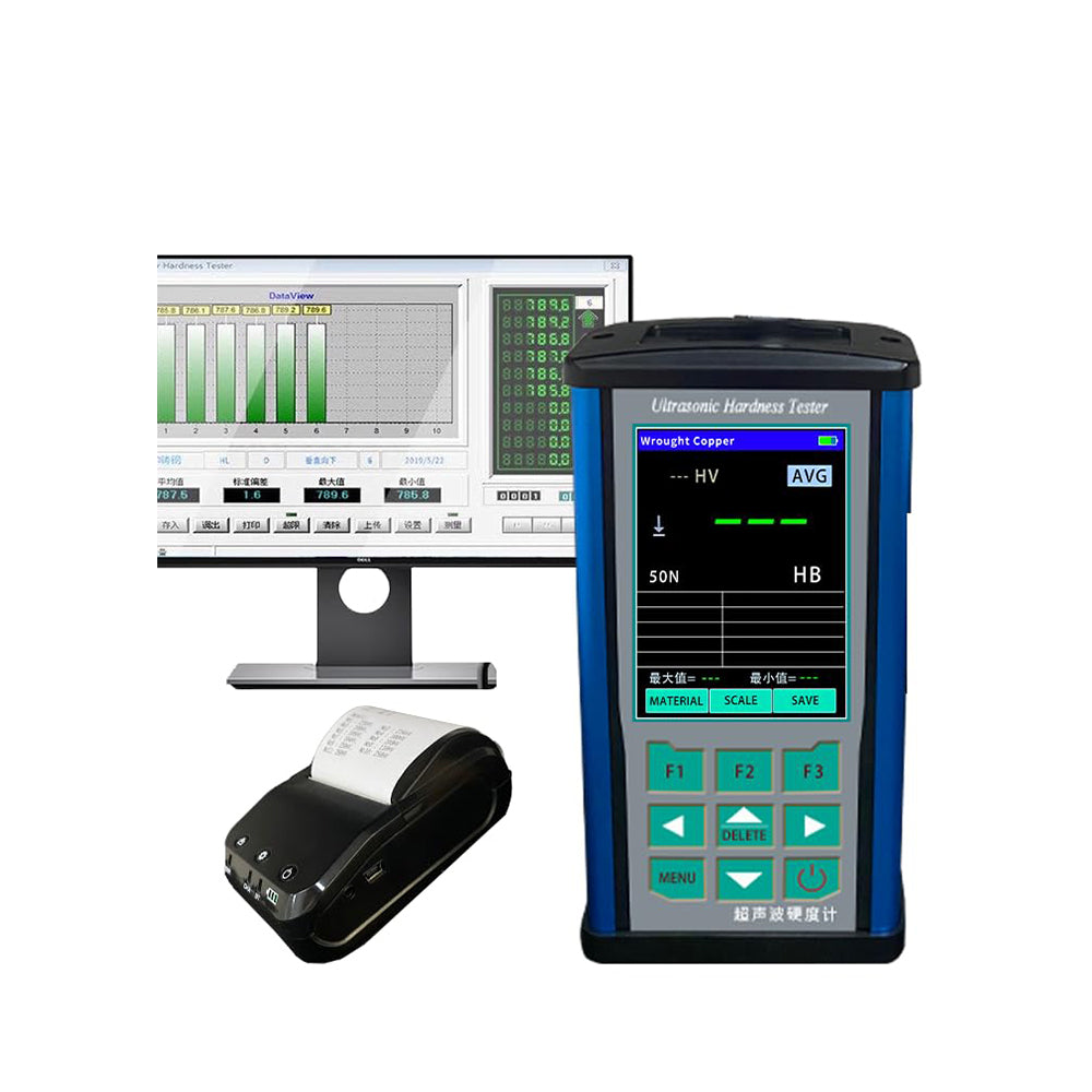 VTSYIQI Ultrasonic Hardness Tester Meter Durometer Sclerometer with Multi-Point Calibration Force 98N 10kgf Probe Maximum Roughness Test Surface Ra<15um for Forgings Welds and Heat Affected Zones