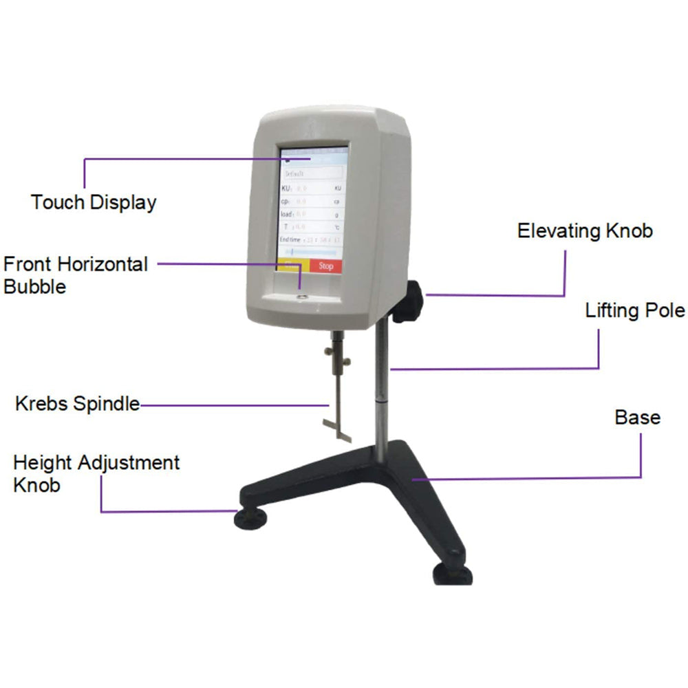 VTSYIQI Touch Screen Stormer Viscometer with Range 40.2KU to 141.0KU KU CP G ℃ Value Accuracy ±1% for Ink Viscosity Test