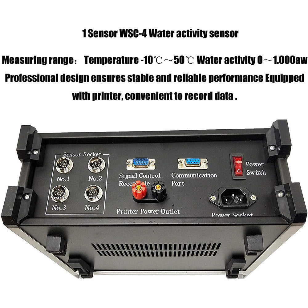 VTSYIQI Medidor De Actividad De Agua De Sobremesa Probador Con 1 Sensor De Actividad De Agua WSC-4 Rango De Medición 0～1.000aw Temperatura -10℃～50℃ Tiempo De Medición 5～40min Repetibilidad ≤0.008aw Medición Automática