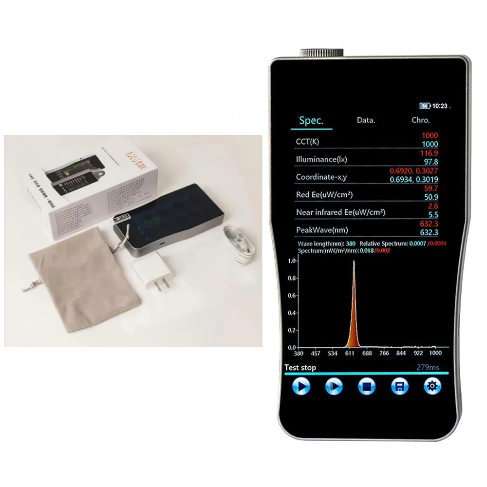 VTSYIQI IR Spectrometer Infrared Spectrum Radiation Analyzer with Wavelength Range 380nm～1050nm Wavelength Data Output Interval 1nm Telephoto Cross Asymmetric CT Spectroscopy System Touch Screen Built-in Large Storage Space