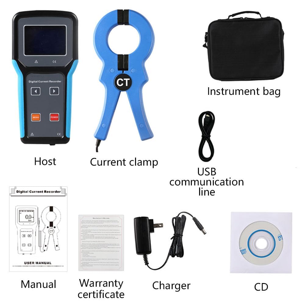 VTSYIQI Digital Clamp Ammeter Clamp Current Recorder with Range 0.0mA-1000A Resolution 0.1mA Jaw Size Φ50mm Current clamp 470g Precision ±0.5% FS Sampling Rate 2 t/s 9999 Groups Data Storage