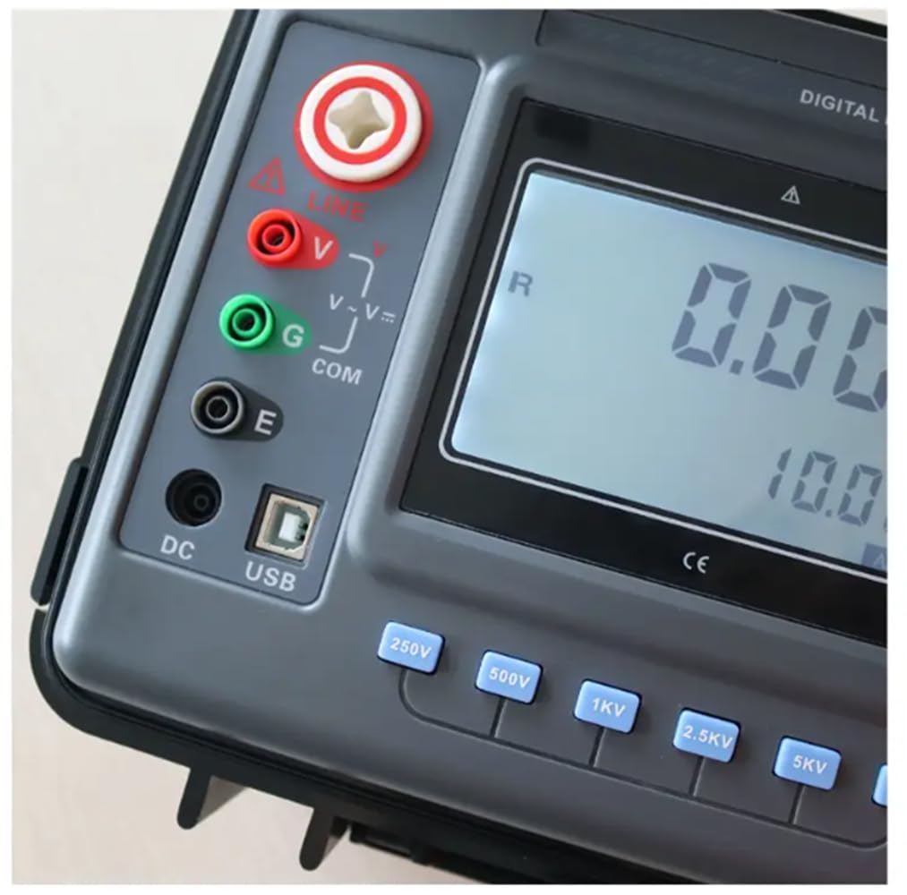 VTSYIQI Digital High Voltage Insulation Resistance Tester 15 kv Insulation Tester Meter with Rated Voltage 500V-15KV Insulation Range 0.01MΩ-50TΩ Resolution 0.01MΩ for Motor Test