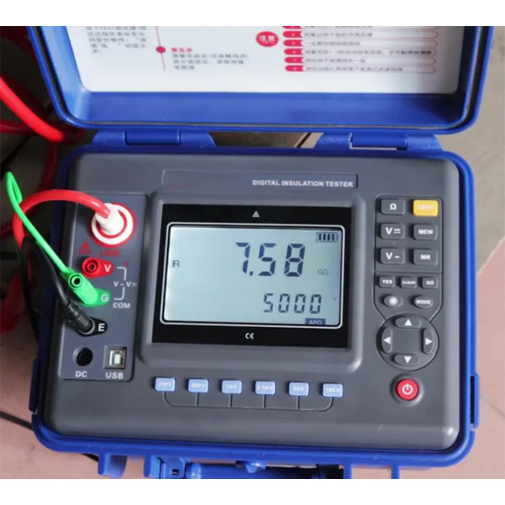 VTSYIQI 5kv Insulation Resistance Tester High Voltage Insulation Resistance Meter with Rated Voltage 100V 250V 500V 1000V 2500V 5000V Range 0.01MΩ-10TΩ Resolution 0.01MΩ USB Interface