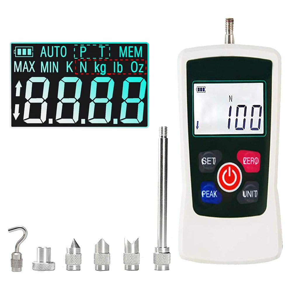 VTSYIQI 100N Push Pull Force Gauge Force Tester Meter For Plug Force Destructive Tests with 4 Measurement Units N kg lb Oz