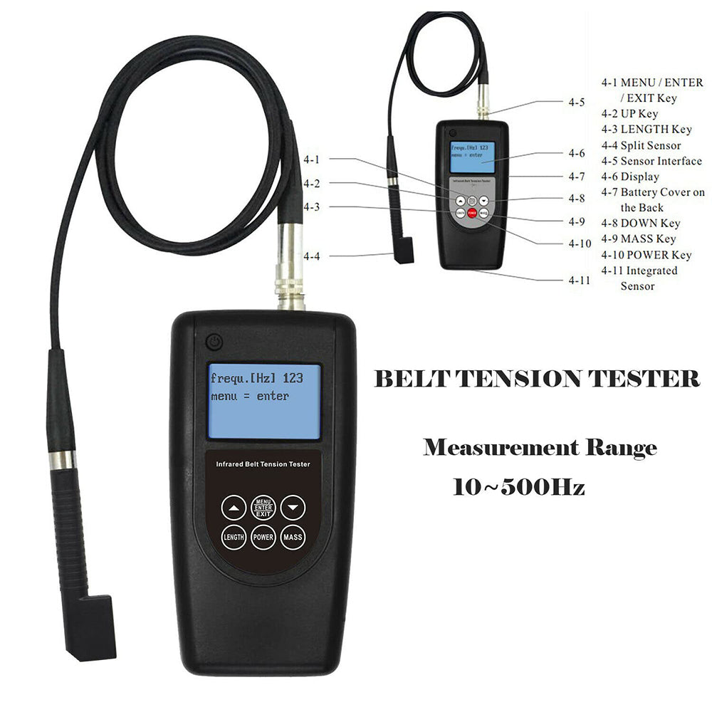 VTSYIQI  Infrared Belt Tensiometer Tension Meter Tester Gauge Belt Tensiometer with Range 10Hz~500Hz Laser Sensor Measurement Measure for Digital Motor Tensiometer