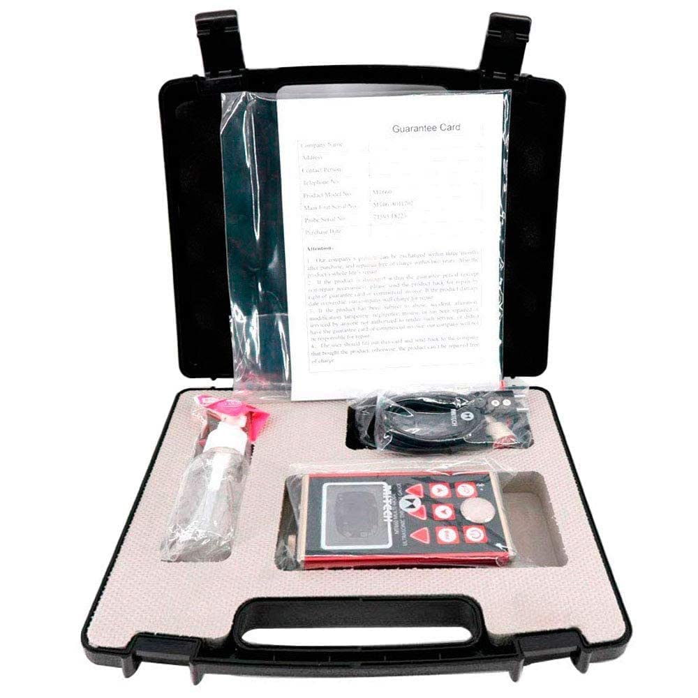 VTSYIQI Through Ultrasonic Thickness Gauge Meter Tester Through Paint Coatings Pulse-Echo Mode 0.65-600 mm (in Steel) Echo-Echo Mode 3-100 mm (in Steel) with P5EE Probe 0.1/0.01/0.001mm Resolution