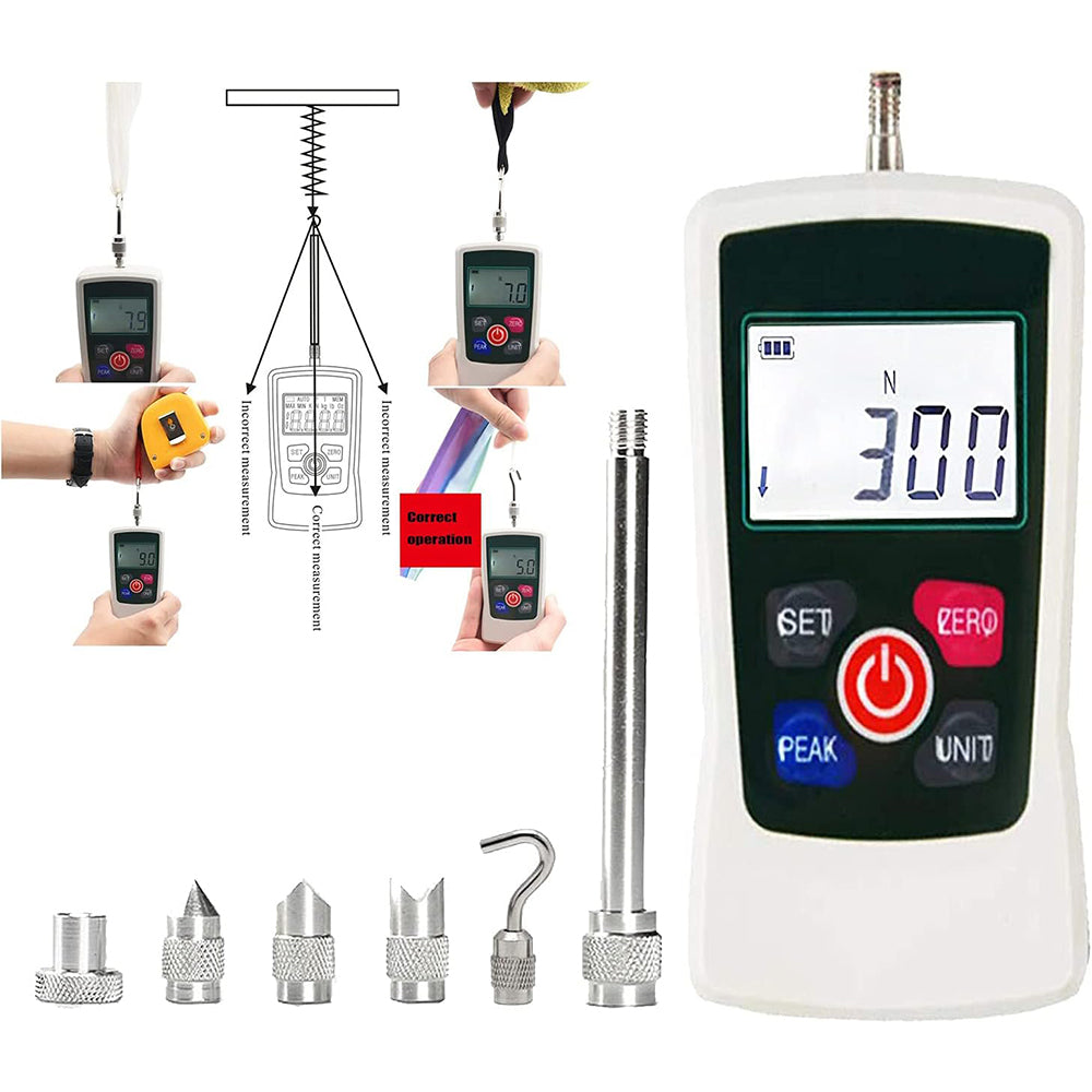 VTSYIQI Force Gauge Digital Force Gauge Push and Pull Tester Meter Dynamometer With 4 Units 300N 30kgf 65Lbf 1080Oz LCD digital display