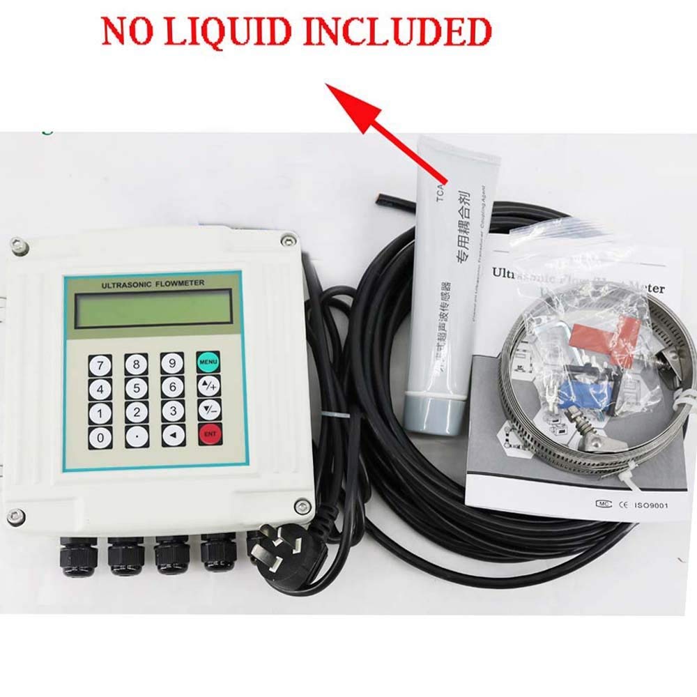 VTSYIQI Digital Ultrasonic Flow Meter Ultrasonic Wall Mounted clamp on Flow Meter With Transducer DN25 to 100mm High Temperature IP68 transducer -30 to 160°C