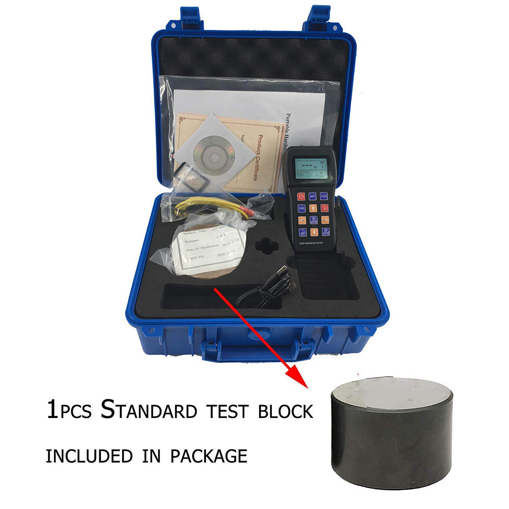 VTSYIQI Leeb Hardness Tester Meter 170 to 960 HLD Metals Durometer Tester HL HB HRB HRC HRA HV HS with Standard D Type Impact Device D Test Block for Steel Iron Bronze Copper 10 Materials…