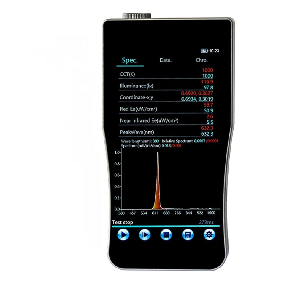 VTSYIQI Portable Infrared Spectrometer Infrared Spectrum Radiation Analyzer with Wavelength Range 380nm～1050nm Photosensitive Surface Ф10mm Spectral Bandwidth(FWHM) 2nm High-Precision CCD Sensor 5-inch Touch Screen