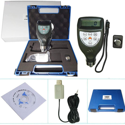 VTSYIQI Ultrasonic Thickness Gauge Meter Tester 1.0 to 200mm,0.05 to 8inch Include RS-232 Cable with Software