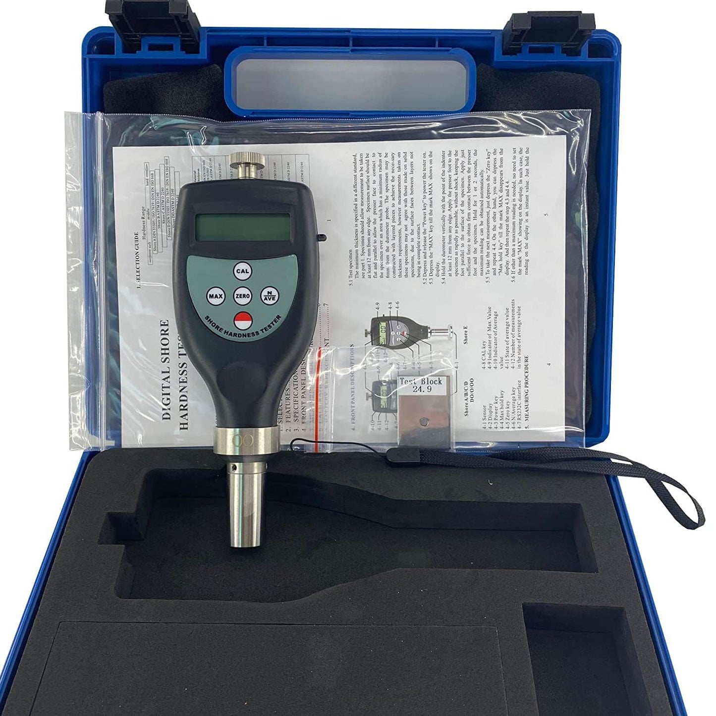 VTSYIQI Digital Shore Hardness Tester OO Durometer Meter Testing Gauge Spherical Radius for Silicone Rubber