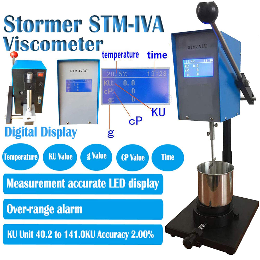 VTSYIQI Stormer Viscometer Rotational Viscosity Meter Tester RS232 Cable Connect PC with Temp Time KU CP and g Display Function Paint Coating 40.2 to 141.0KU