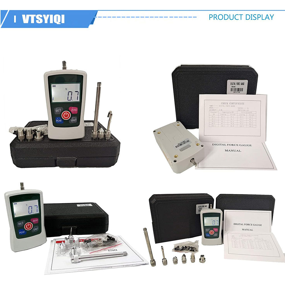 VTSYIQI Force Gauge Digital Force Gauge Push and Pull Tester Meter Dynamometer With 4 Units 300N 30kgf 65Lbf 1080Oz LCD digital display