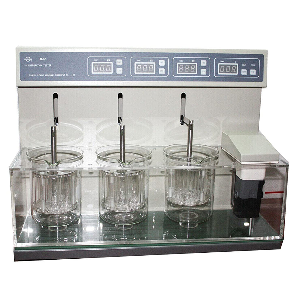 VTSYIQI Tablet Disintegration Tester Disintegration Time Limit Tester with Three Cups and Three Roads Individual Operation of Each Circuit Timing Range 1 to 900 min