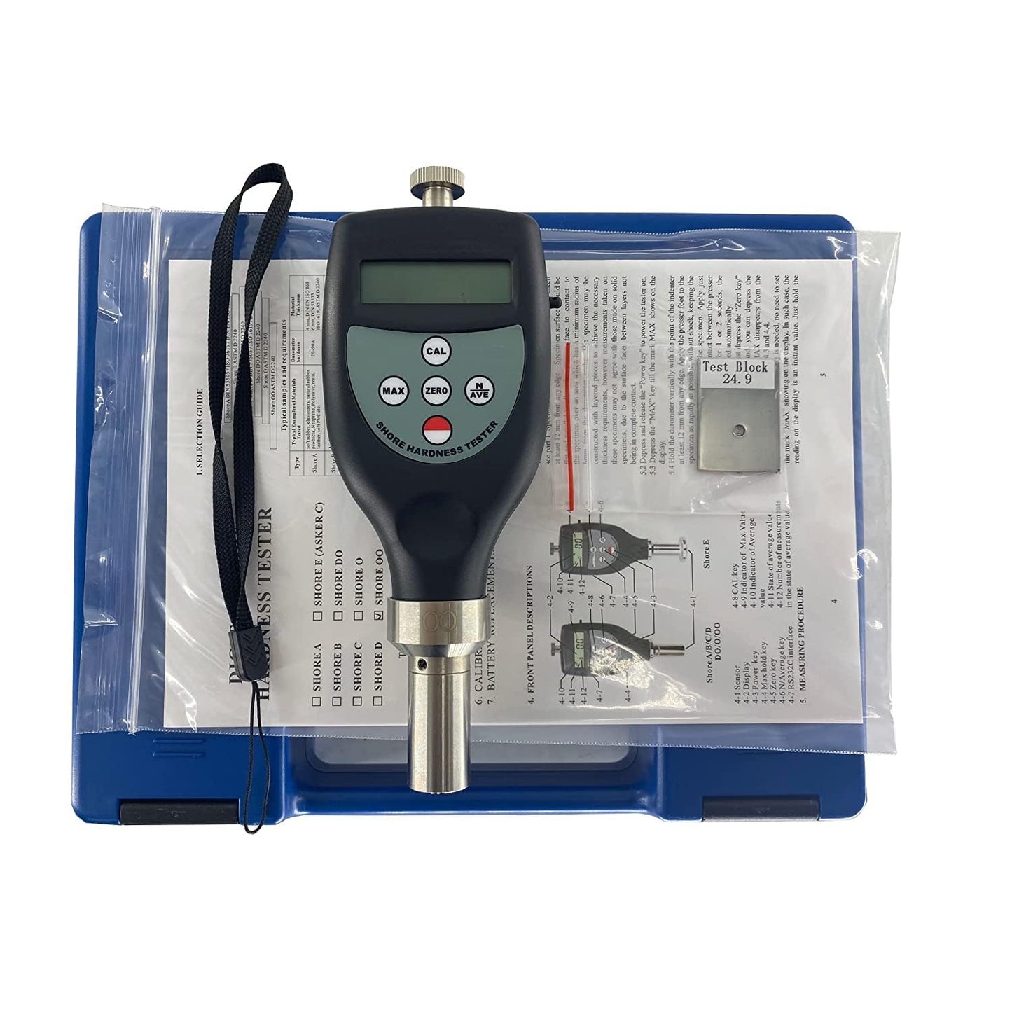 VTSYIQI Digital Shore Hardness Tester OO Durometer Meter Testing Gauge Spherical Radius for Silicone Rubber