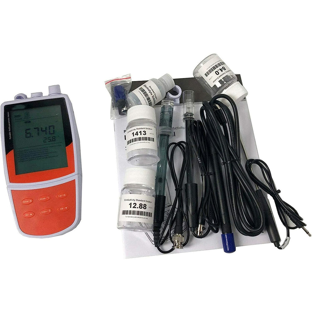 VTSYIQI Multiparameter Water Quality Meter pH mV Conductivity TDS Salinity Resistivity DO Temp Meter 1 to 5 points calibration