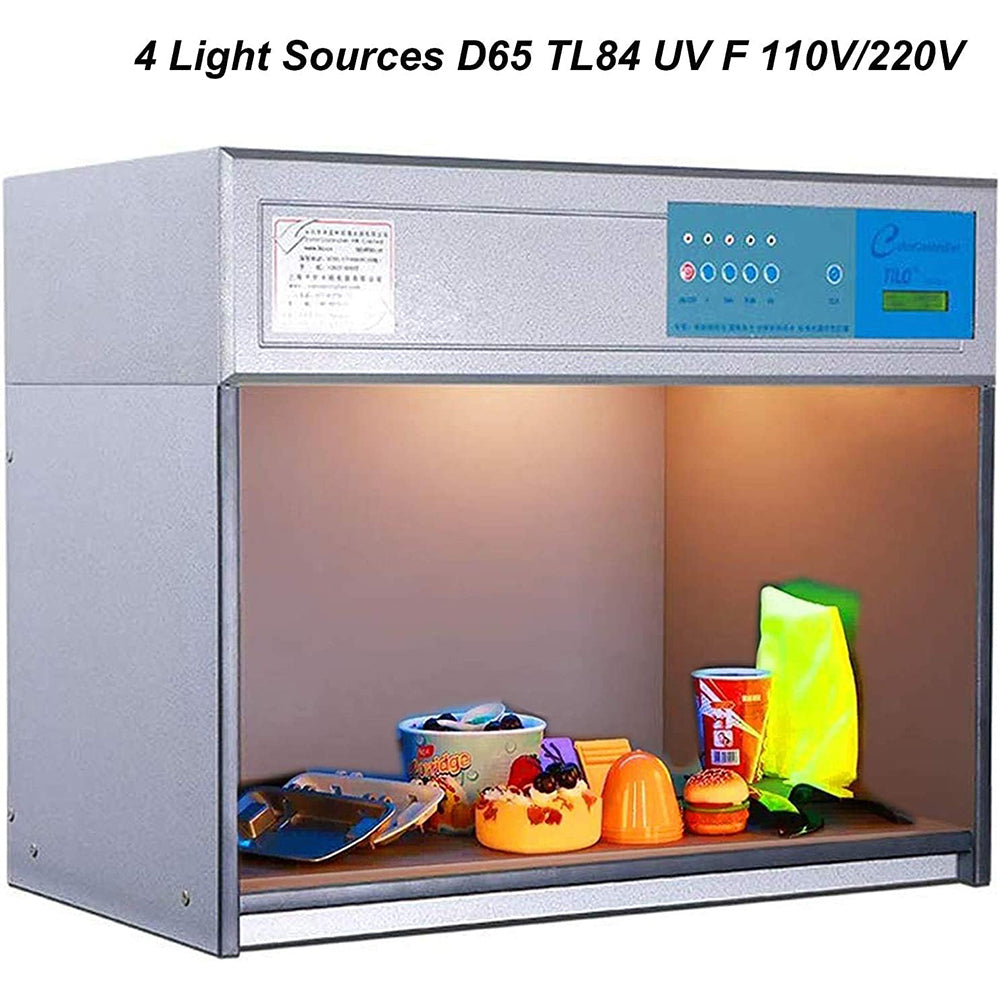 VTSYIQI Color Assessment Cabinet Lamp Cabinet Color Controller Light Box for Textile Printing Color Matching Cabinet 4 Light Sources D65 TL84 UV F 110V/220V