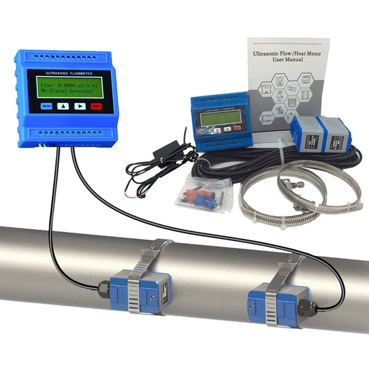 VTSYIQI Ultrasonic Flowmeter Flow Meter  With Power Adapter DN15-100mm 0.59-3.93in Clamp On Transducers Flowmeter