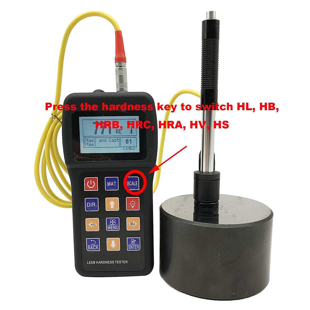 VTSYIQI Leeb Hardness Tester Meter 170 to 960 HLD Metals Durometer Tester HL HB HRB HRC HRA HV HS with Standard D Type Impact Device D Test Block for Steel Iron Bronze Copper 10 Materials…