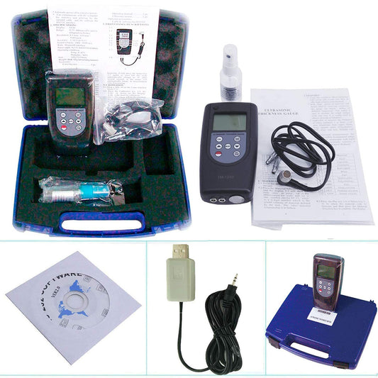 VTSYIQI Digital Ultrasonic Thickness Gauge Meter Tester 0.75 to 400mm Include RS-232C Data Cable with Software