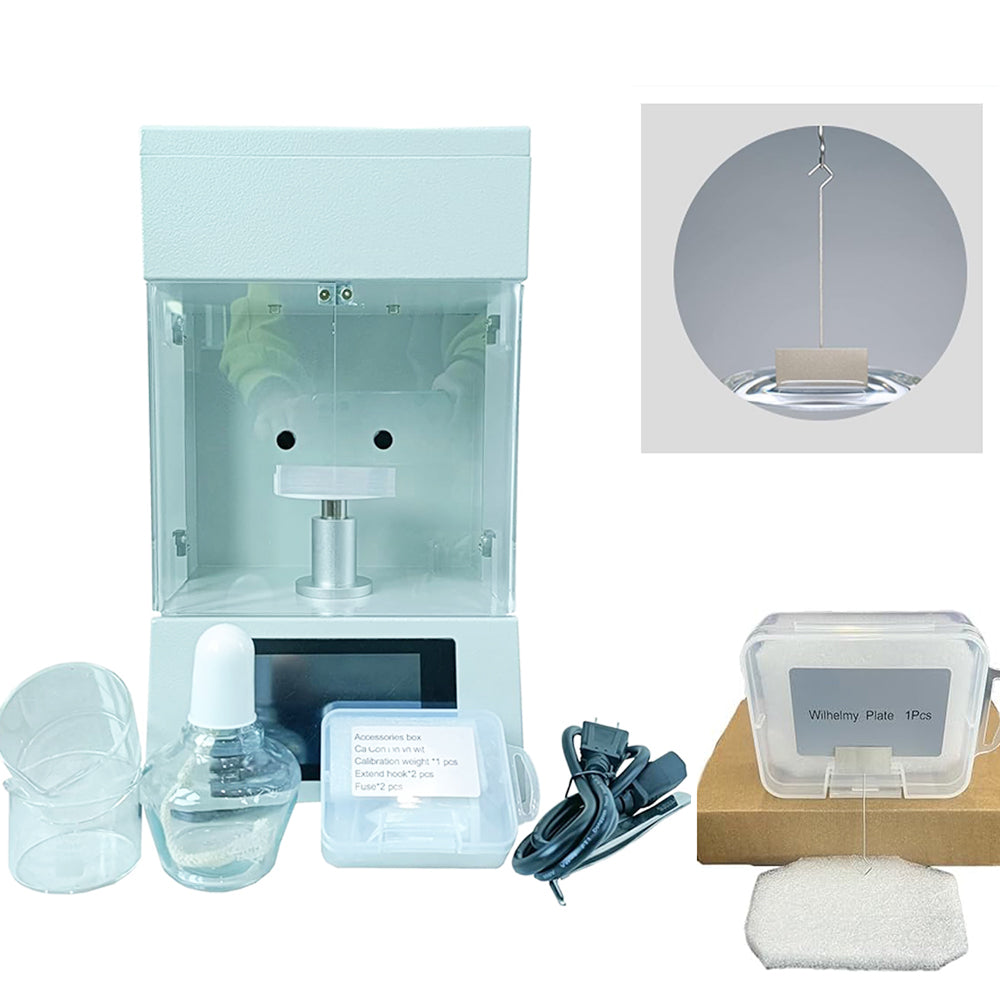 VTSYIQI Surface Tension Analyzer Liquid Interfacial Tension Measurement with Accuracy 0.1mN/m Measuring Range 0 to 1000mN/m Platinum Plate Automatic Lifting And Lowering Of Sample Stage